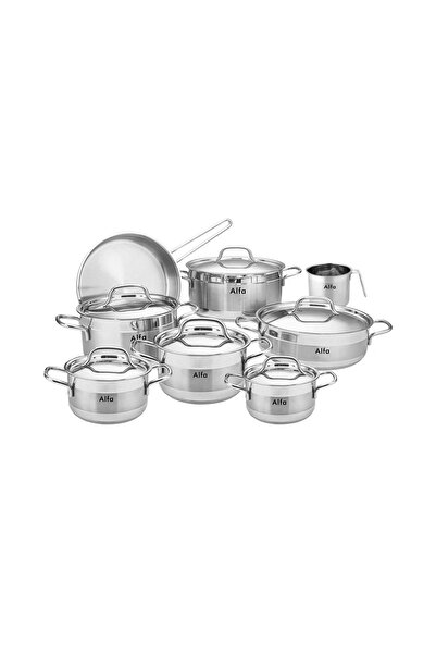 BIN SHIHON CO Alpha (ORIGINAL) Stainless Steel Cookware Set, Corrosion and Fading Resistant (14) Pieces