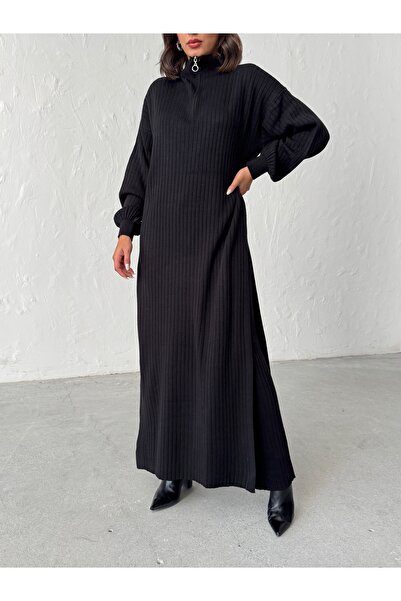 BEJNA Women's Zippered Collar Maxi Dress Pants Two-Piece Knitwear Set