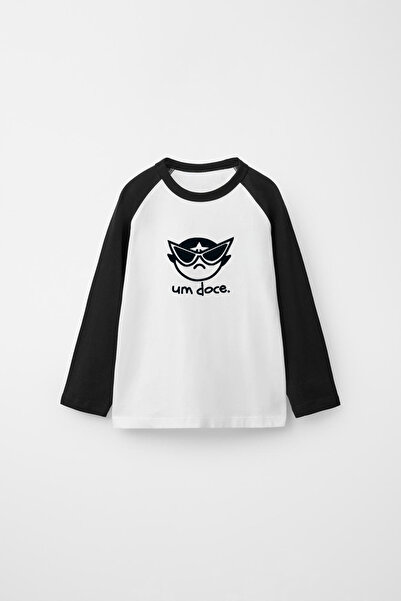 Freak Tshirt Reglan Sleeve Long Sleeve Printed White Black T-Shirt