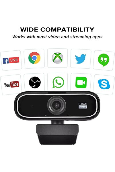 genernic Necomi 1080P Webcam with Noise-Cancelling Microphone, 30fps, Manual Focus