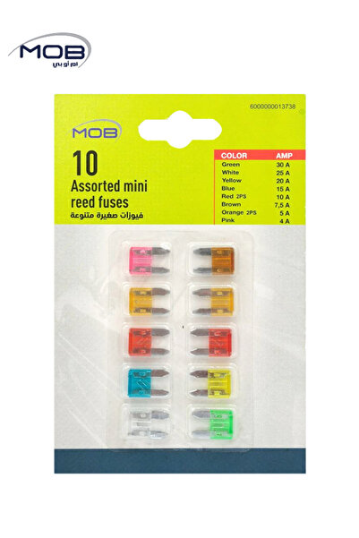 Mob 10 Pack Assorted Mini Auto Fuses Mixed Amp Ratings for Car Truck RV Motorcycle Boat Use