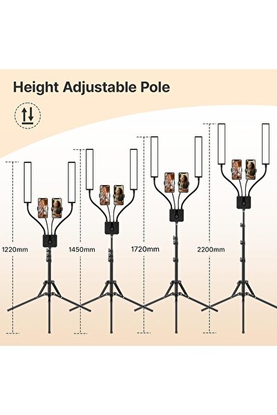 ulanzi LED Video Light 45W Double Arm Dimmable 3200-5600K with 2 Mobile Device Holders & Adjustable