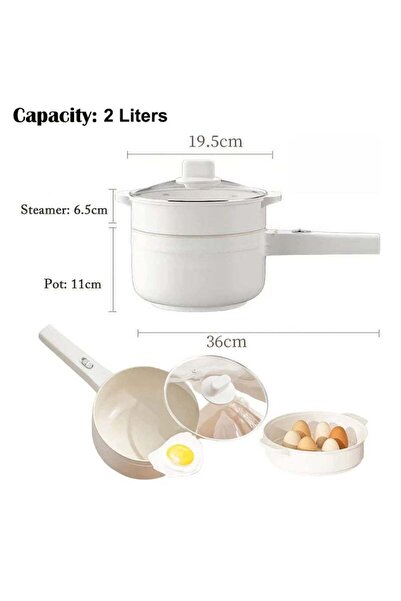 Yelajoy 2L Electric Hot Pot with Steamer & Temperature Control, Non-Stick Electric Cooker Shabu Shabu