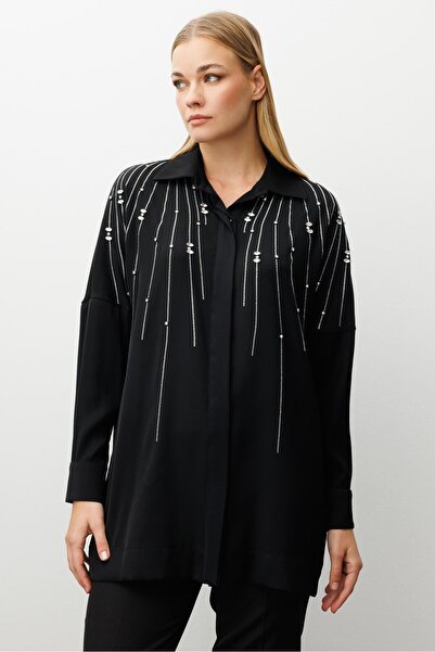 Moda İlgi MODAİLGİ OVERSİZE GÖMLEK 10094 Siyah