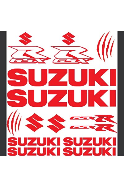 Oracal 651 Set of 14 Motorcycle Stickers, SUZUKI GSX-R, red