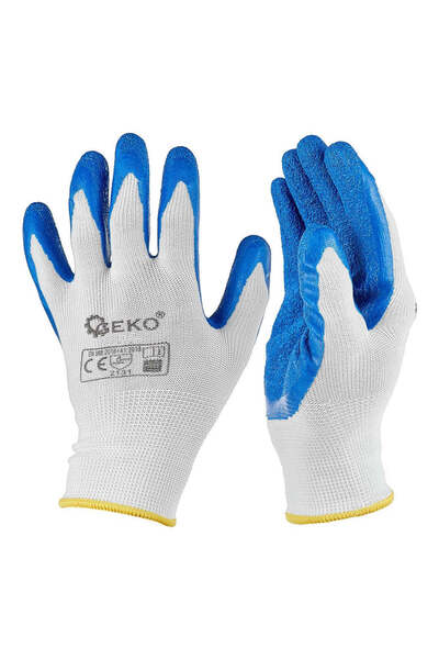 GEKO Mănuși de protecție din poliester acoperite cu latex, mărimea 8, alb/alb...