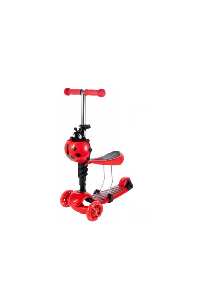 MalPlay Trotinetă Ladybug cu lumini LED, roșie, 109344