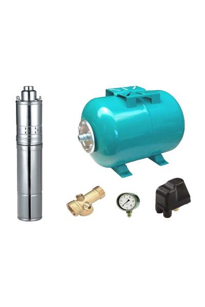 Apc Kit Hydrofor - pompă submersibilă cu șurub 4QGD 0.75/24, rezervor de 24L, presostat, manometru