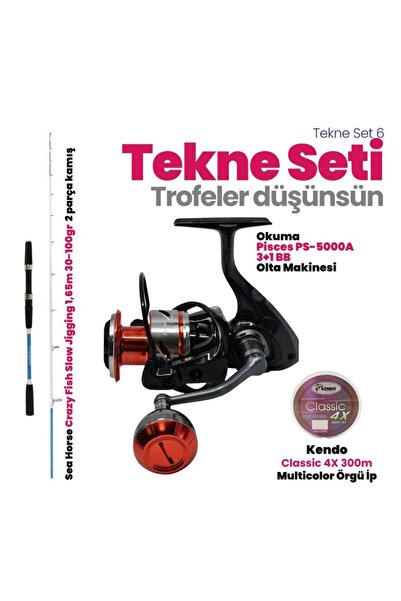 Okuma SeaHorse Crazy Fish 165 cm Kamış - Pisces 5000 Tekne seti 6