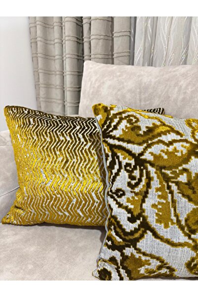 YOUC Design طقم من غطاءين للوسائد باللون الرمادي الخردلي بأحجام 40×40 و50×40