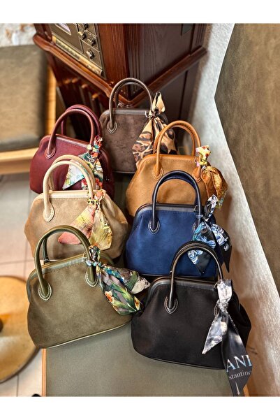 SÜNELA Scholarship Bag with Suede Leather Shawl Vertical 15cm Horizontal 20cm in Size