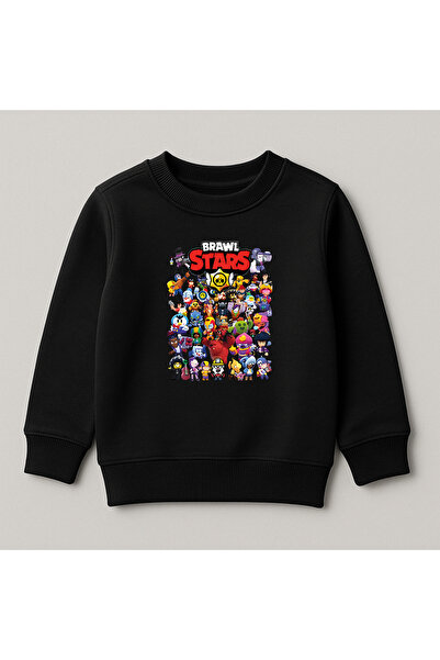 SVART WEAR Brawl Stars Baskılı Bisiklet Yaka %100 Pamuk Çocuk Sweatshirt