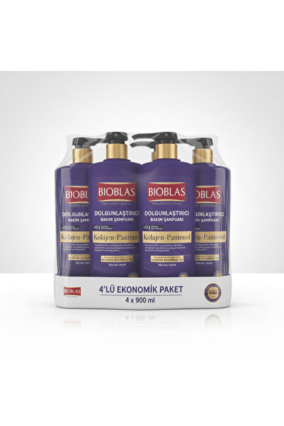 Bioblas 4 x 900 ML Kolajen+Pantenol & Herbal B19 Dökülme Karşıtı Dolgunlaştırıcı Şampuan