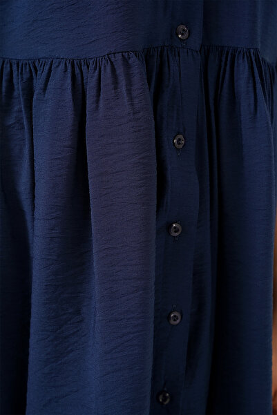 Modamorfo Women's Button Short Sleeve Dress 2559 - Navy Blue