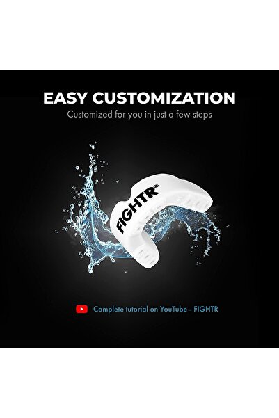 FIGHTR Premium Mouth Guard - Excellent Breathing & Easy to Fit (White/Black)