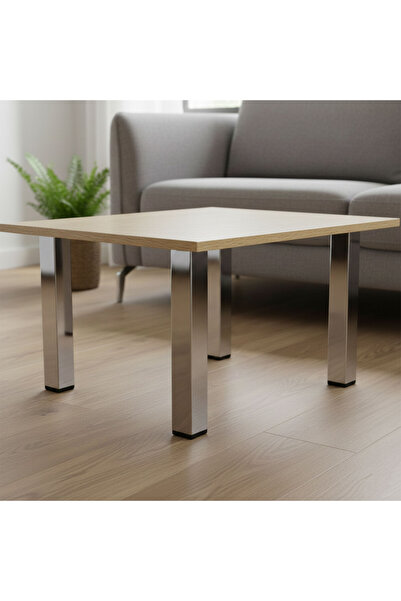 Badem10 41 cm Chrome Silver 6 cm Diameter Metal Coffee Table with Square Top Table Leg Furniture Support Riser Foot