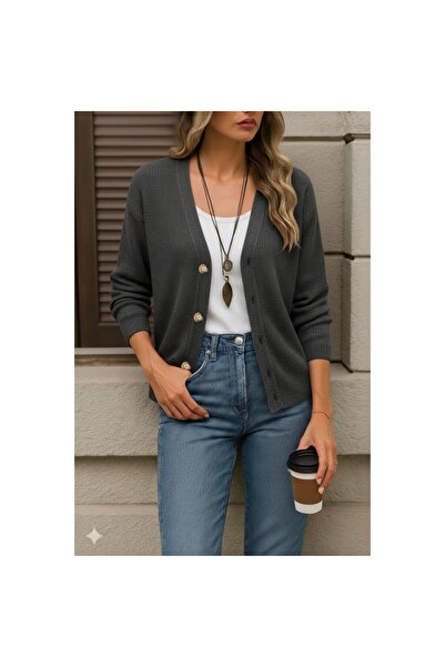 Secret Passion Lingerie New Season Long Sleeve Button Detailed Women's Knitwear Cardigan 28352