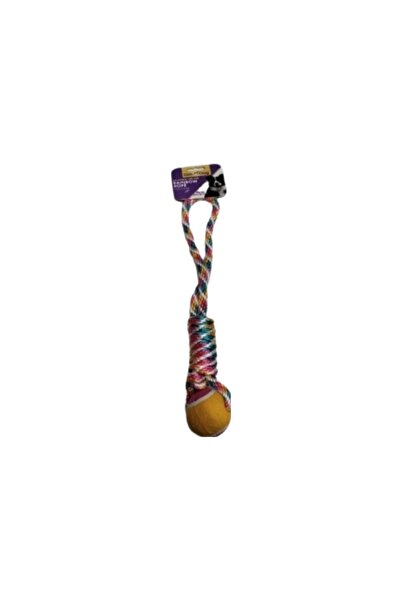 Gimdog Jim Dog Rainbow Dog Toy in the shape of a rope and tennis ball, 40.5 cm