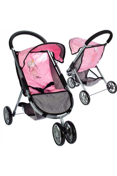 MalPlay Cărucior Little Princess Pink Grey, MalPlay, 104261