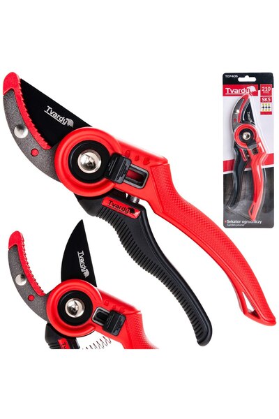 Tvardy Garden anvil pruner with SK5 PTFE blade, 210 mm, T07405
