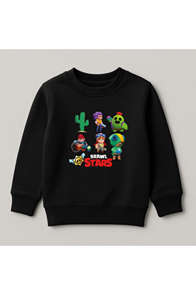 SVART WEAR Hanorac pentru copii Brawl Stars, imprimat, cu gât rotund, 100% bu...