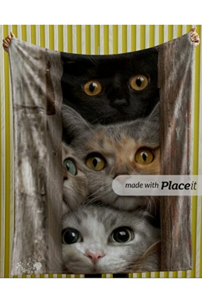 Elmas Dizayn 150X220 cm Luxury Organic Cotton Fleece Sofa Bed Tv Cover Blanket Cats