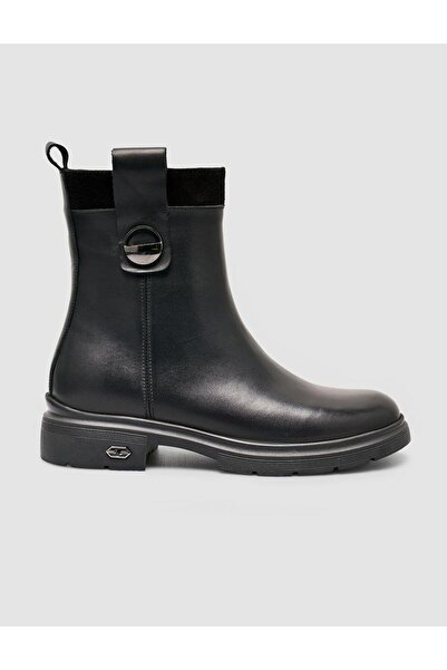 Cabani 100% Genuine Leather Black Embroidered Women's Casual Boots