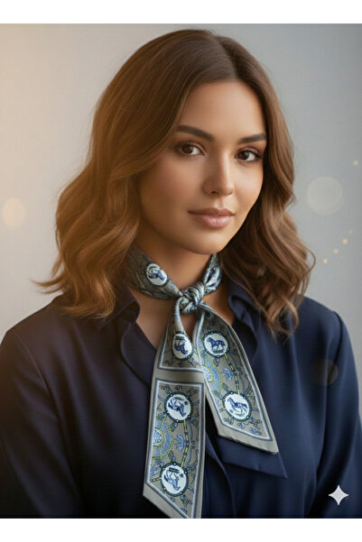 nehir eşarp Zarif At Figür Desen Çift Taraflı Kravat Fular 128x8 Cm