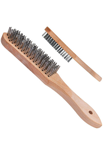 GEKO Wire brush for rust removal, wooden handle, 5-row wire bristles, G00735