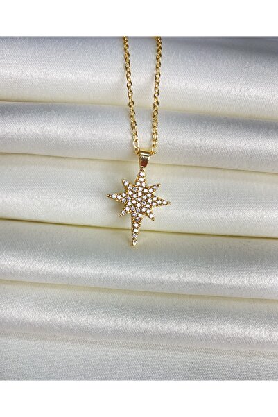 Jewelliss قلادة نسائية من الفولاذ الذهبي طراز نورث ستار مينيمال مرصعة بأحجار ...