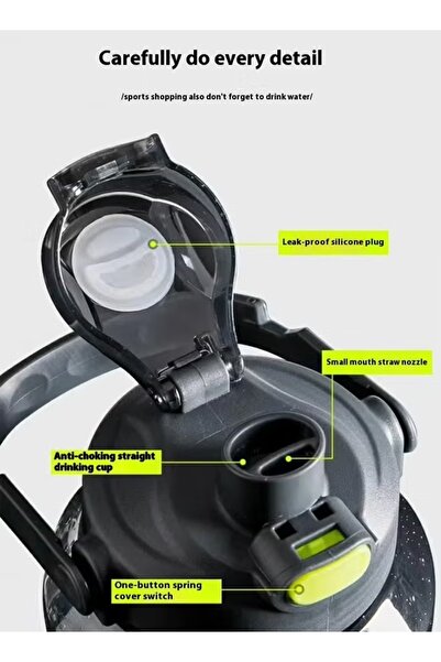 Generic 2000ml Sports Water Bottle Fitness Gym Bottle & Hydration Jug with Time Markings, BPA-Free