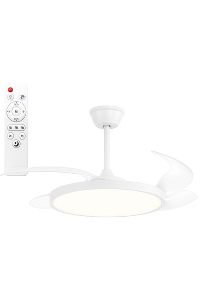 SeckinStore Elegant Tavan Vantilatörü 95W 3 Renk LED Işık Gizli Katlanır Kana...