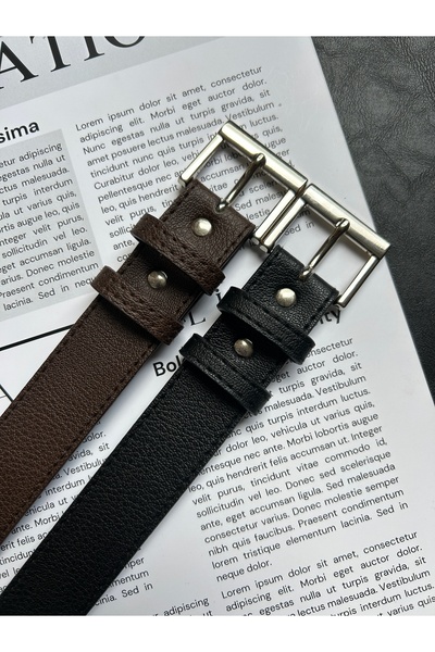 LİA KEMER Pachet de 2 curele cu cataramă argintie pentru femei cu model Lyric...