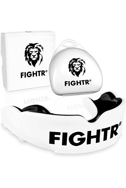 FIGHTR Premium Mouth Guard - Excellent Breathing & Easy to Fit (White/Black)