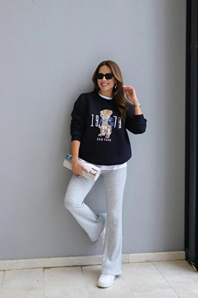 Purple by Banu Gray Corded Fabric Flared Tracksuit