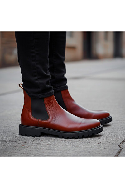 Dogati men's leather ankle boots, red, sizes 40-45