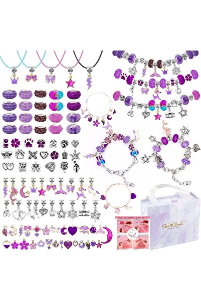 genernic 162 Pcs Charm Bracelets Kit - Necomi Jewelry Making Beads, Purple Fantasy