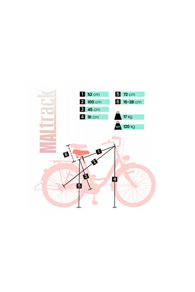 MalTrack Dreamer Women's City Bicycle with Basket, 28" Wheels, 18" Frame, Milk Pink