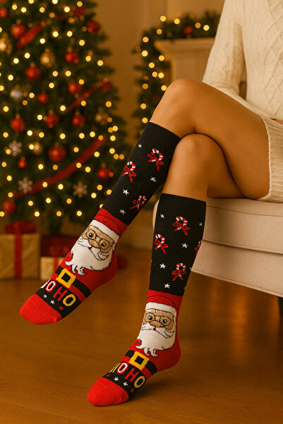 KRAL SOCKS Unisex 4 Pairs Christmas Socks Cotton Long Socks