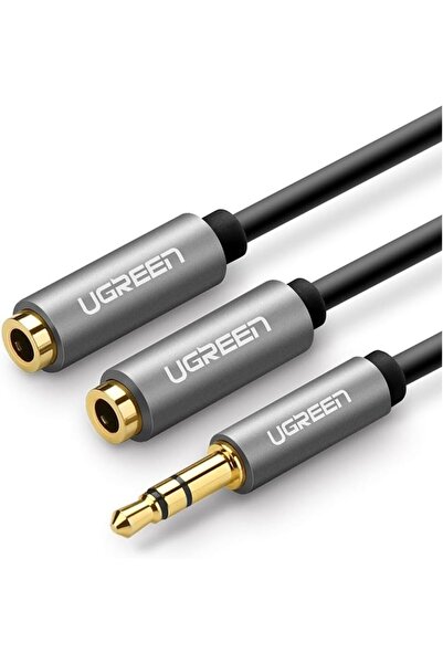 Ugreen كابل موزع صوت ستيريو AUX مقاس 3.5 مم مع مضفر 20 سم AV123-10532B - أسود