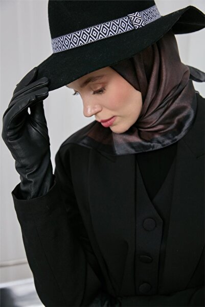 Silk Home Shiny Sparkle Scarf Bitter Brown Brown Ethnic Pattern 90*90