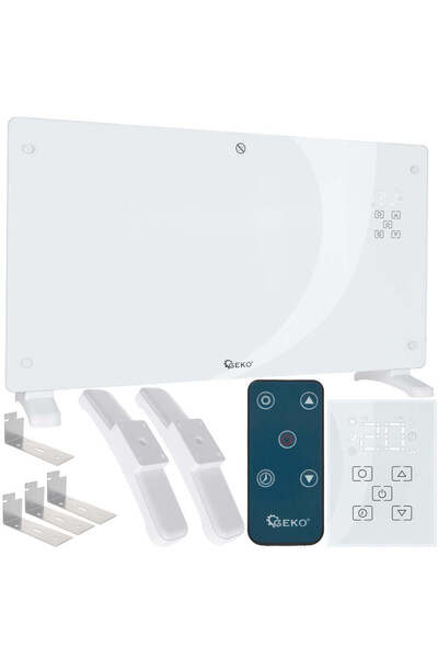 GEKO White Glass Convector with LCD Display, Remote and Wi‑Fi, 2500 W - G80446