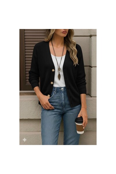 Secret Passion Lingerie New Season Long Sleeve Button Detailed Women's Knitwear Cardigan 28352