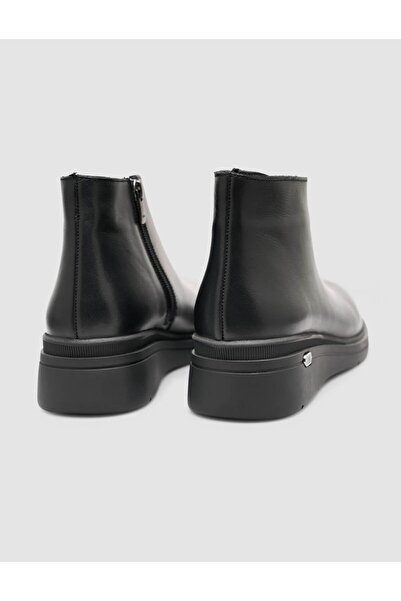 Cabani Genuine Leather Black Zippered Women's Daily Boots