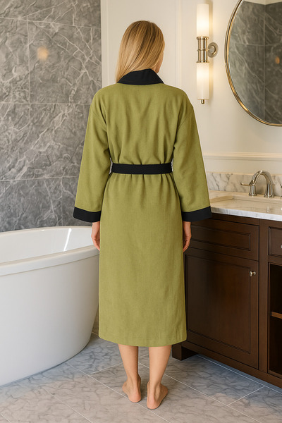 LaraLisa Collection Shawl Collar Pocketed Thin Pique Fabric Unisex Women Men Dressing Gown Bathrobe