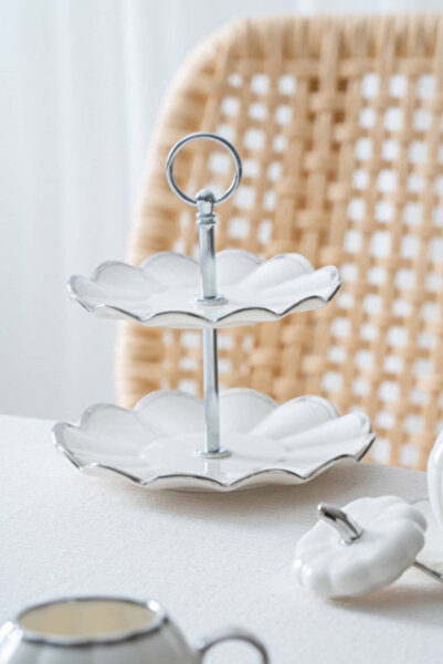 ACAR Betty Silver 2-Person Coffee Cup Set with Stand - 130 ml