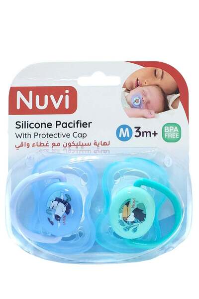 Nuvi Silicone Pacifier With Protection Cap 3m+ Pack Of 2 - Physiological Paci...
