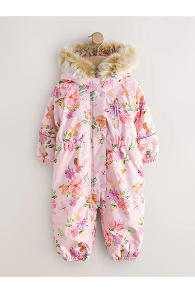 Next Baby Pembe Peri Su Geçirmez Baskılı Kar Tulumu