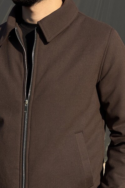 inpool Men'S, Slim-Fit, Shirt Collar, Metal Double Zipper, Old Money Culture, Semi-Coat, Jacket 650