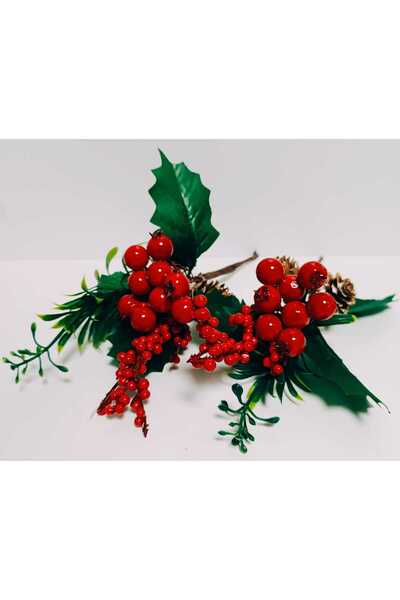 OSO HOME 1 bucată 22 cm mini ornament de Crăciun cu frunze de kokina cu conuri și fructe, decorare pentru ornamente